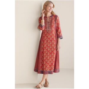 Soft Surroundings Phoenix Bohemian Embroidered Dress Red size XL